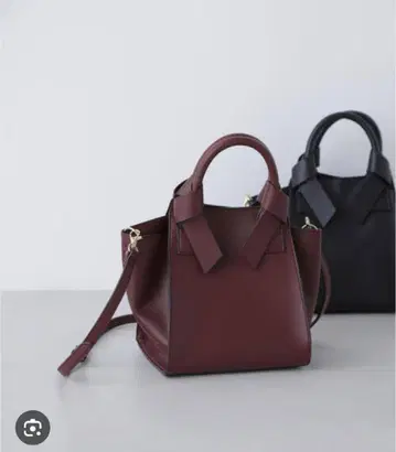 리본 핸들 토트백 레드