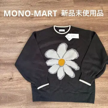 [ MONO-MART ] 플라워 자카드 니트 풀오버 흑먹색