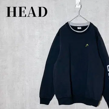 HEAD 속기모 맨투맨 트레이닝복 소매 로고 스포츠 웨어 블랙 사이즈 L