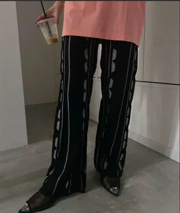 MEDI SHEER GEOMETRIC KNIT PANTS