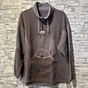 [구제 의류] 이소재 믹스 하프 지퍼 저지 차콜