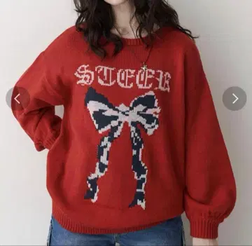 리본 자카드 루즈 니트 jouetie 쥬에티