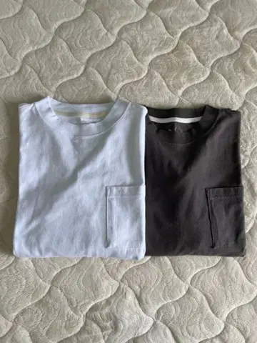 무인양품 화이트 차콜 그레이 포켓 T 2장 세트 미사용품