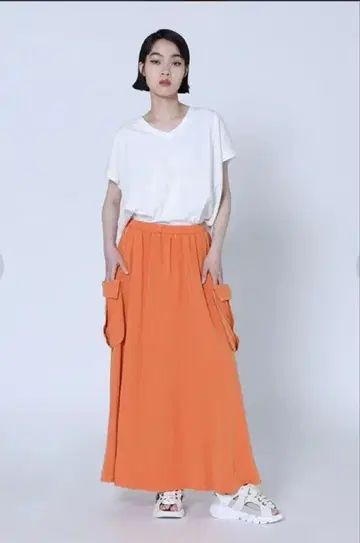 야마다야 LASUD 포인트 포켓 텐셀 롱 스커트 포켓 탈부착 가능