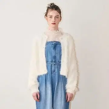 새상품 초특가! Mi-je 샤기 숏 가디건 화이트 free