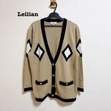레리안 가디건 아가일 골드 버튼 코튼 울