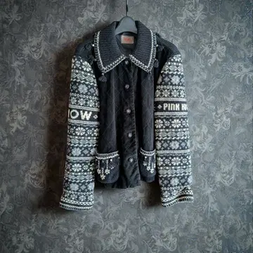 PINK HOUSE 니트 가죽 자켓