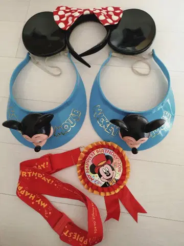 디즈니 머리띠 선바이저 해피 벌스데이 로제트 미키