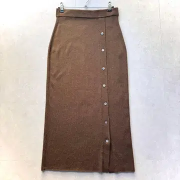 IENA 니트 스커트 허리밴딩 단추 여밈 리브 니트 스커트 38