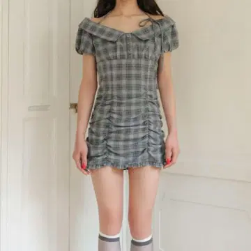 버블스 자카드 개더 원피스