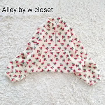 [ F ] 더블 클로젯 꽃무늬 하프 지퍼 보아 숏 풀오버