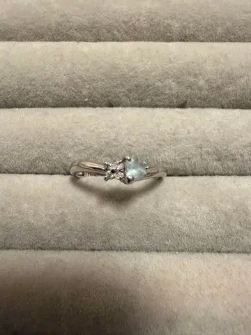 아쿠아 마린 메레 다이아몬드 반지 K14 WG 화이트 골드 11호