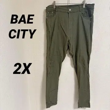 BAE CITY [ 2X ] 스키니 팬츠 올리브 그린 스트레치 스타일리쉬