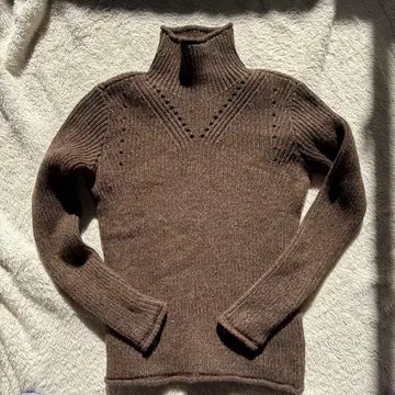랄프 로렌 브라운 터틀넥 니트 스웨터 캐시미어 혼방 M LAUREN
