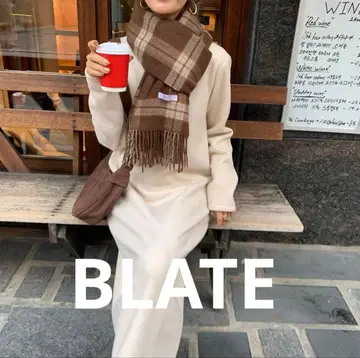 BLATE / 체크 무늬 머플러