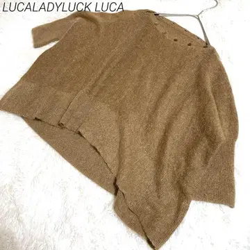 LUCALADYLUCK LUCA 브라운 니트 5부 기장 상의 목 버튼