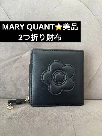 MARY QUANT 블랙 접이식 지갑 꽃 참 포함!