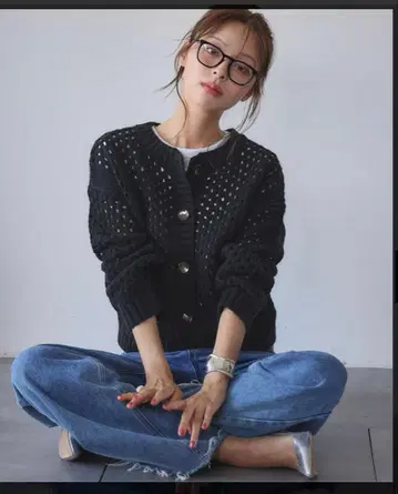 엘프 랭크 니트 가디건 블랙