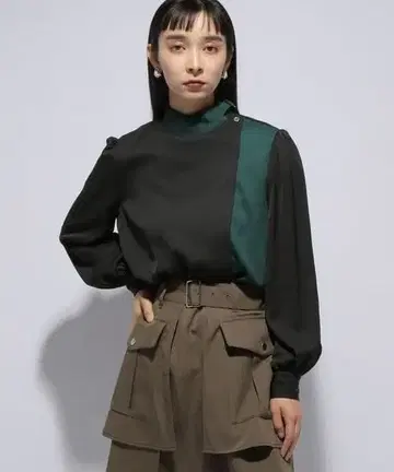 HARE 메탈 부품 하이넥 하이쇼크 셔츠 BLACK 프리 사이즈