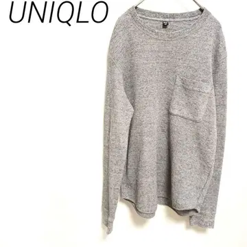 UNIQLO 남성용 그레이 니트 스웨터 포켓 부착 M 캐주얼