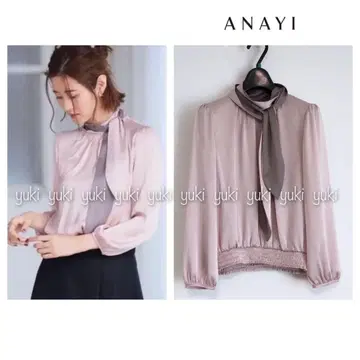 ANAYI 새틴 스무스 보타이 풀오버 블라우스