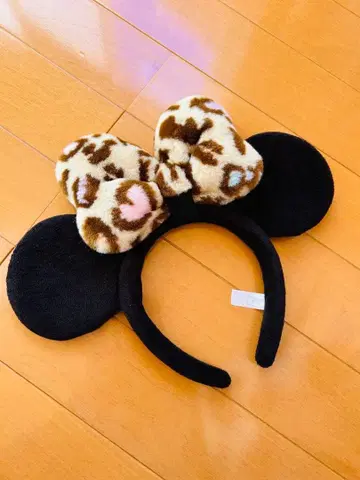 디즈니 미니 리본 레오파드 무늬 머리띠