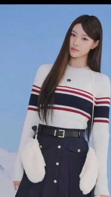 릴리 브라운 x 마리콴트 소프트 리브 니트탑 보더 미착용 새상품