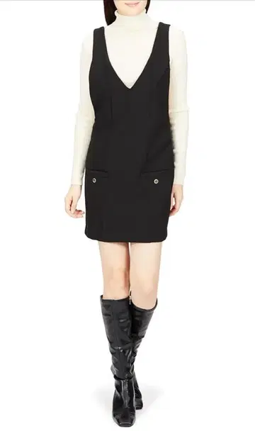 [블랙0] 스나이델 V넥 미니 원피스 SWFO225034