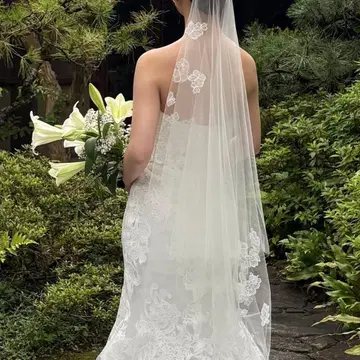 TREAT MAISON 꽃무늬 자수 웨딩 베일 트리트 드레싱