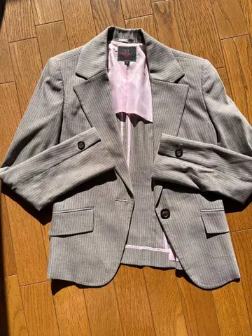 그레이 스트라이프 비즈니스 정장 상하의 팬츠 스커트 3세트