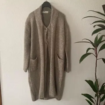 evam eva 니트 롱 가디건 멜란지 베이지