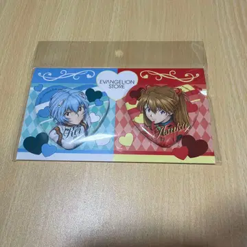 신세기 에반게리온 14주년 기념 페어 하트형 캔뱃지 아스카 아야나미 레이