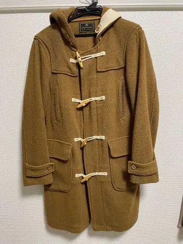 롱 더플 코트 브라운 후드 부착