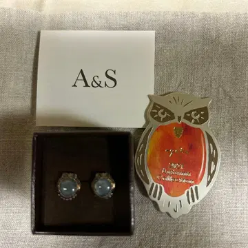 아가트 Agete 래브라도 라이트 & 쉘 & 카이아나이트 올빼미 귀걸이