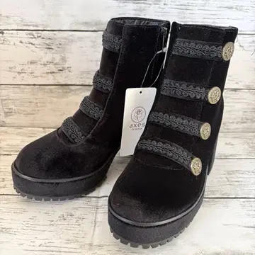 미사용 택 포함 엑시즈팜 포에틱 나폴레옹 부츠 블랙 통굽 벨로아