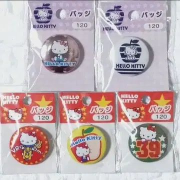 2001년 2월 제조 헬로키티 캔배지 5세트 (미사용품)