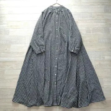 ORB 깅엄 체크 밴드 카라 기모 원피스 플레어 프리 사이즈