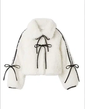 [택 포함 미사용 새상품] FRAY I.D 리본 보아 퍼 자켓