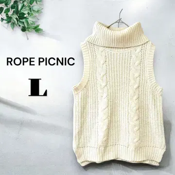 로페피크닉 38 화이트 터틀 니트 베스트 뜨개질 걸리시 레이어드