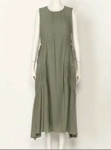 와셔 플리츠 원피스 FRAY I.D 슬리브리스 올리브색