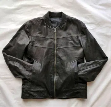 램 가죽 MA-1 플라이트 자켓 봄버 자켓 짧은 기장 블랙