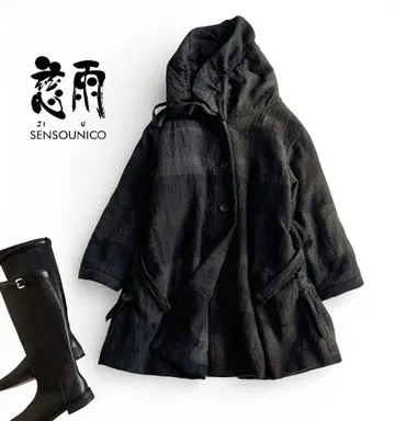 자우/센소유니코 충전솜 입체 비대칭 패턴 입체 자카드 스탠드 코트