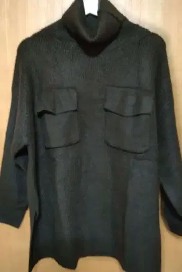 택 포함 새상품 야마다야 Aga 니트 스웨터 프론트 포켓 터틀 니트