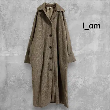 I_am 아이아무 내추럴 체크 롱 코트 스텐카라 코트 F