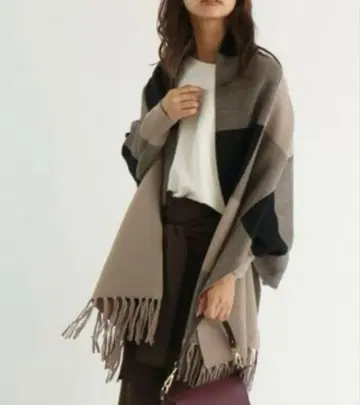 GRANDTABLE 블록 체크 니트 숄