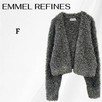 EMMEL REFINES EM 라메 니트 가디건 긴팔 실버