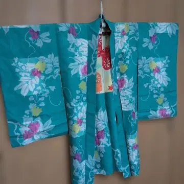 터콰이즈 꽃무늬 겉옷 명선 다이쇼 로망