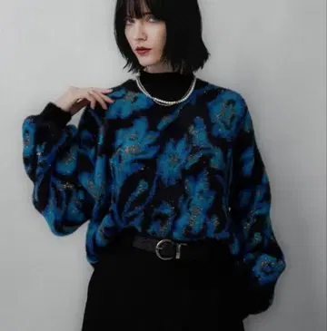 *새상품* HARE 2WAY 플라워 패턴 라메 샤기 가디건 *