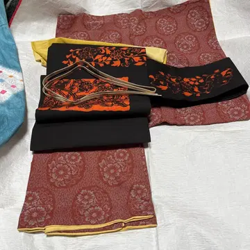 4점 (기모노, 오비, 오비 장식 천, 허리띠) 세트