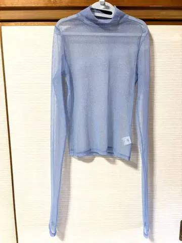 PAMEO POSE 파메오 포즈 라메 하이넥 시어 탑 블루